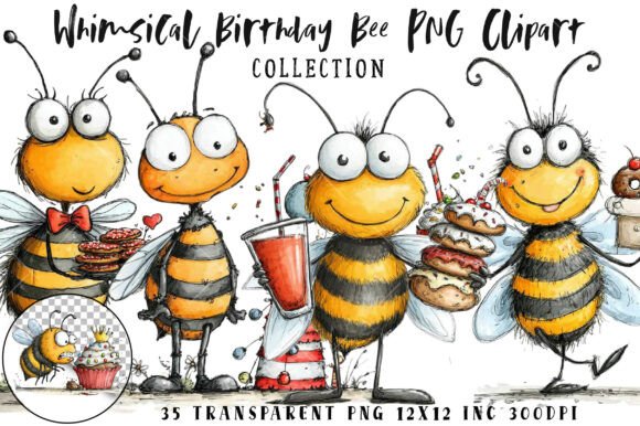 Download Whimsical Birthday Bee PNG Clipart - Premium Resources