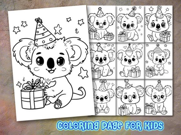 Download Koala with Birthday Hat Coloring Page - Birthday Collection